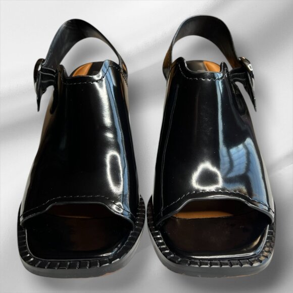 Franco Sarto Amy Patent Leather Block Heel Sling Sandals Size 7 - Picture 2 of 8